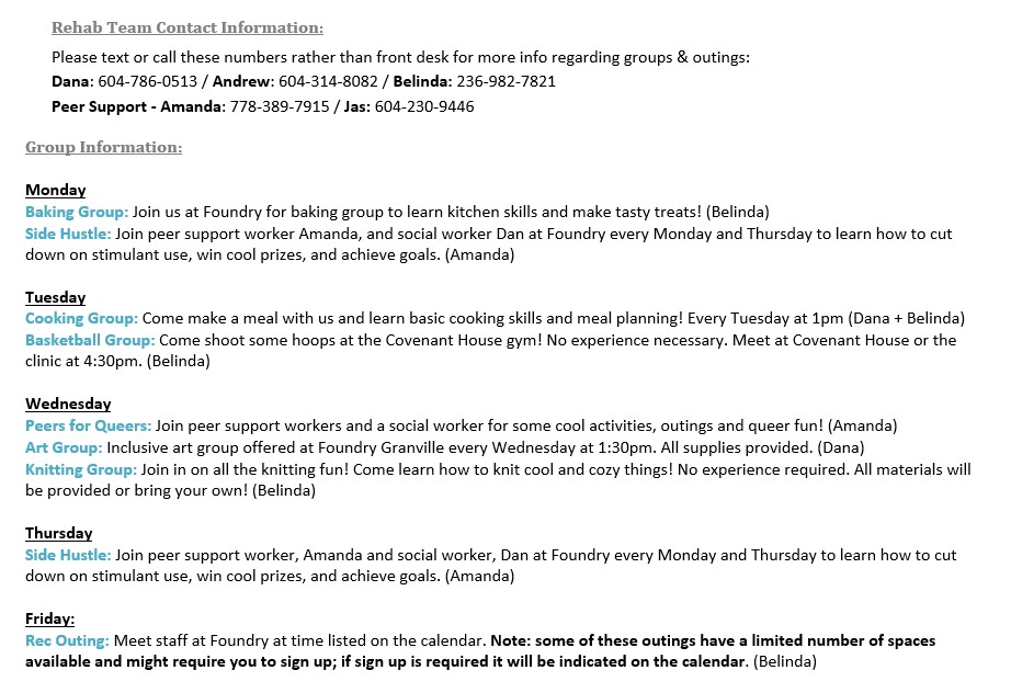 Foundry Vancouver Granville January 2025 calendar pt 2