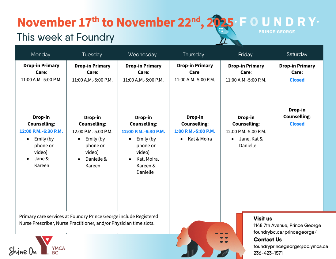 Foundry Prince George Nov 17th Weekly Calendar