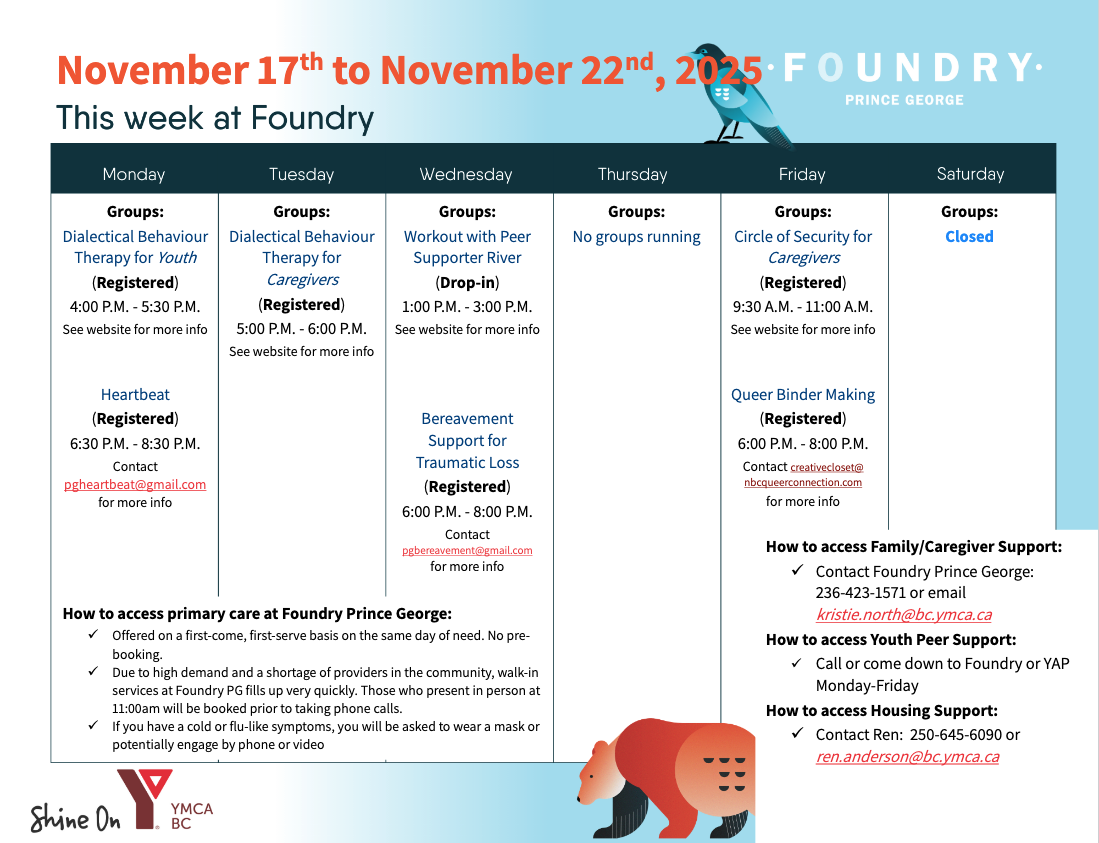 Foundry Prince George November 17th Weekly Calendar Pt 2