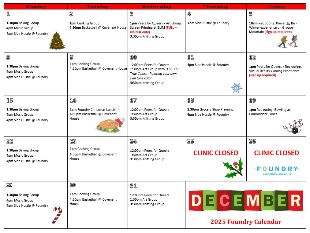 Foundry Vancouver Granvile Dec 2025 Calendar